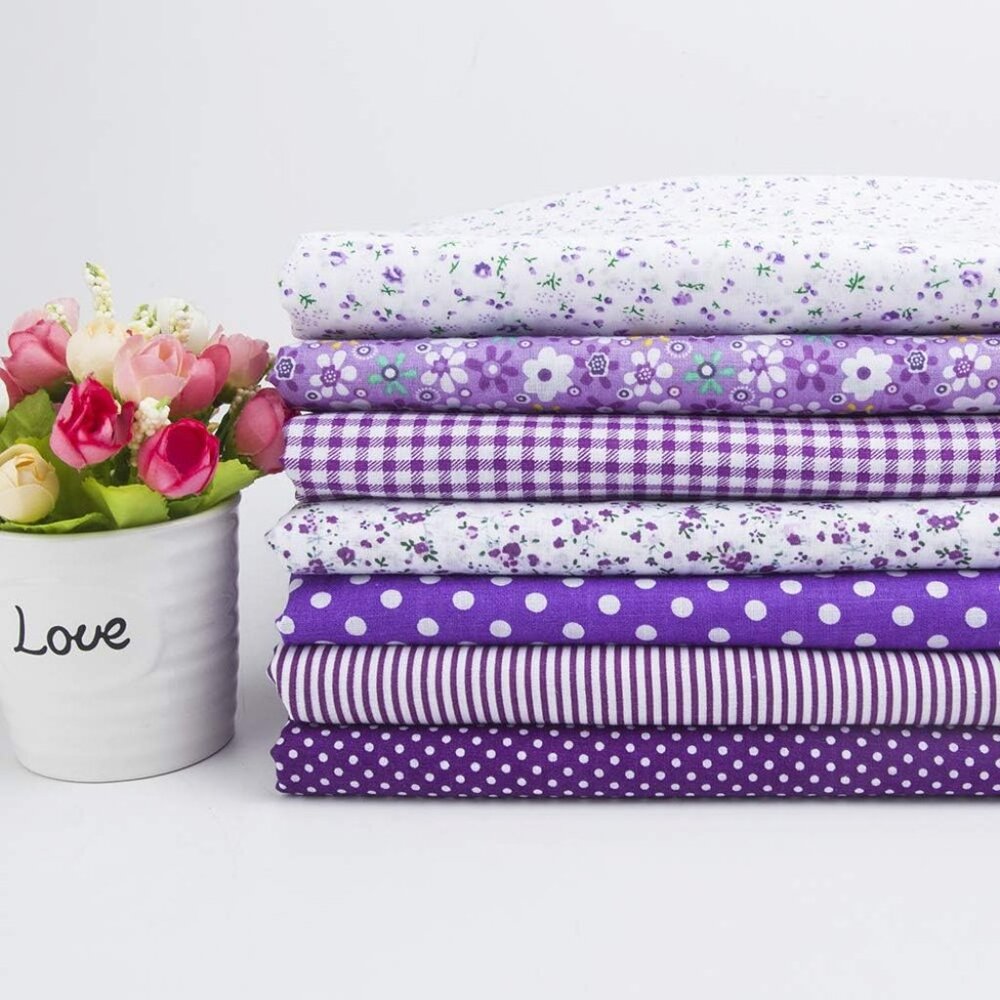 7Pcs 20" x 20" Cotton Fabric DIY Making Supplies Quilting Patchwork Fabric Fat Q